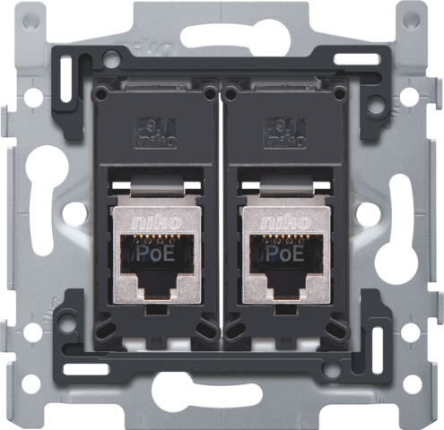 Niko - 2 RJ45 aansluitingen STP Cat. 6A, klaar voor PoE++, vlakke u - 170-66279