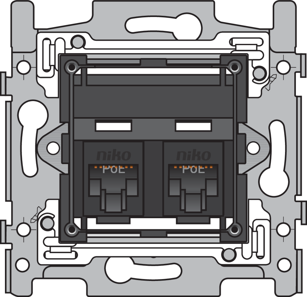 Niko 170-66372: 2 RJ45-aansluitingen UTP Cat. 6A, klaar voor PoE++, schuine uitvoering, incl. sokkel 60 x 71 mm met schroefbevestiging - Image 2