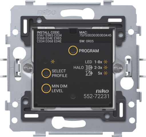 Niko - Geconnecteerde dimmer, sokkel, 3 200 W, 2 draads, 71 x 71 mm - 552-72231