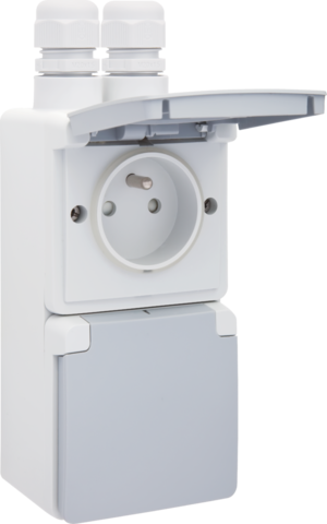 Niko - Spuitwaterdicht dubbel verticaal stopcontact met penaarde, b - 700-37730