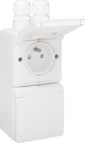 Niko - Spuitwaterdicht dubbel verticaal stopcontact met penaarde, b - 701-37730