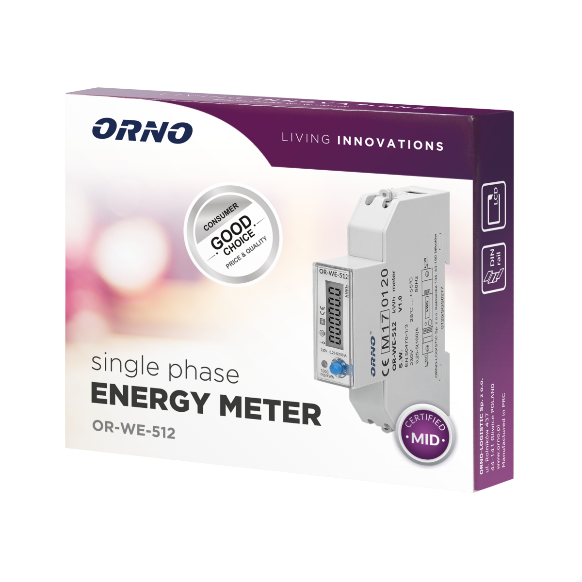 OR-WE-512: Digitale kWh-teller MID mono 100A - Image 2