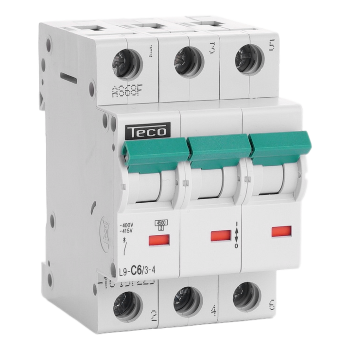 TECO - Automaat 3P 6A 4,5kA Curve C - L9C634