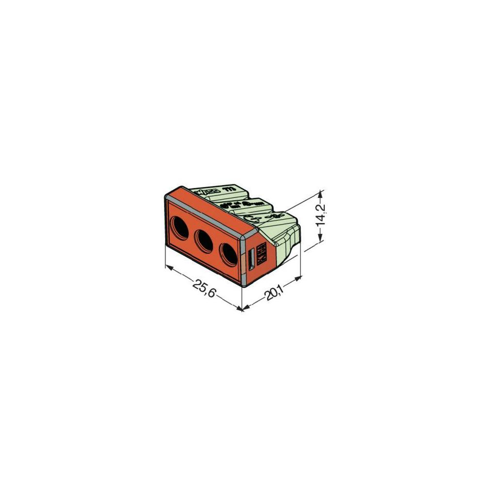 WAGO 773-173: Verbindingsklem - Massief: 2.5-6 mm² Aantal polen: 3,   1 stuks,   Transparant, Rood - Image 3